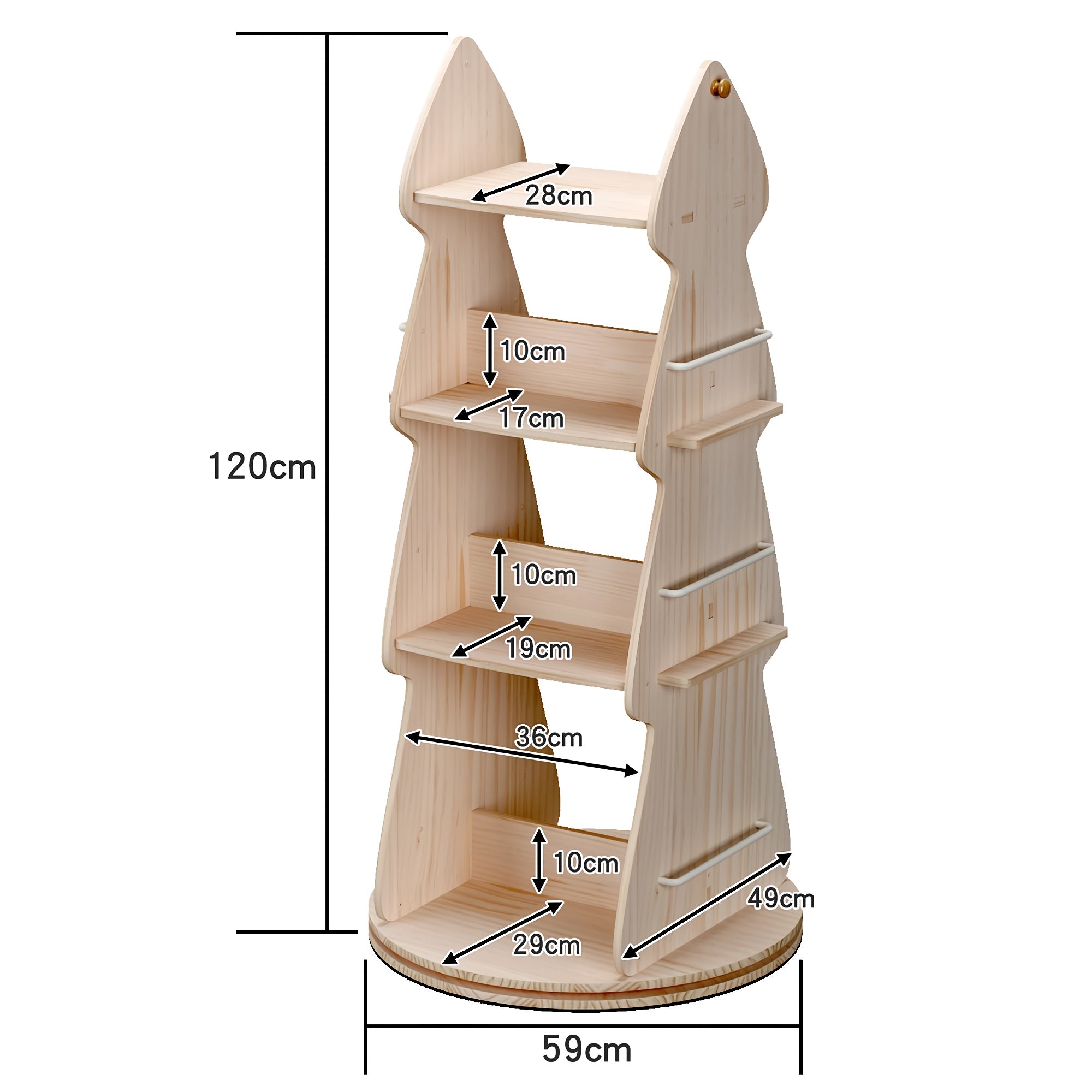 4 Tier Tree-Shaped Rotating Wooden Bookshelf, 360° Spinning Book Organizer with Double-Sided Storage for Home, Bedroom, Kids' Room, Classroom 4 Tier Tree-Shaped Rotating Wooden Bookshelf, 360° Spinning Book Organizer with Double-Sided Storage for Home, Bedroom, Kids' Room, Classroom